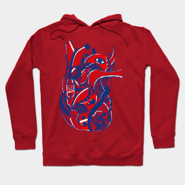 Blue Red Light Heart Hoodie by kenallouis